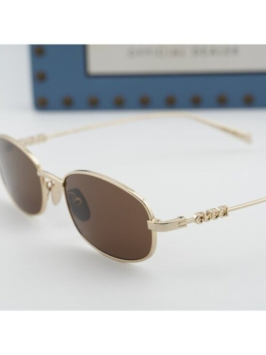 Gucci GG1940S 002 Sunglasses Gold Rectangle Frame, Brown Lenses main image 8